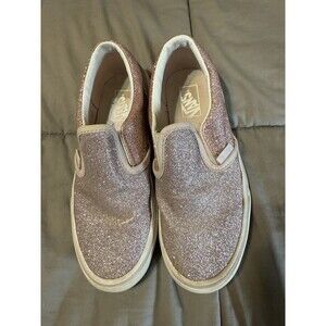 Vans Classic Slip On Kids Girls Pink Two Tone Glitter Size 3 Sneakers Skate Shoe